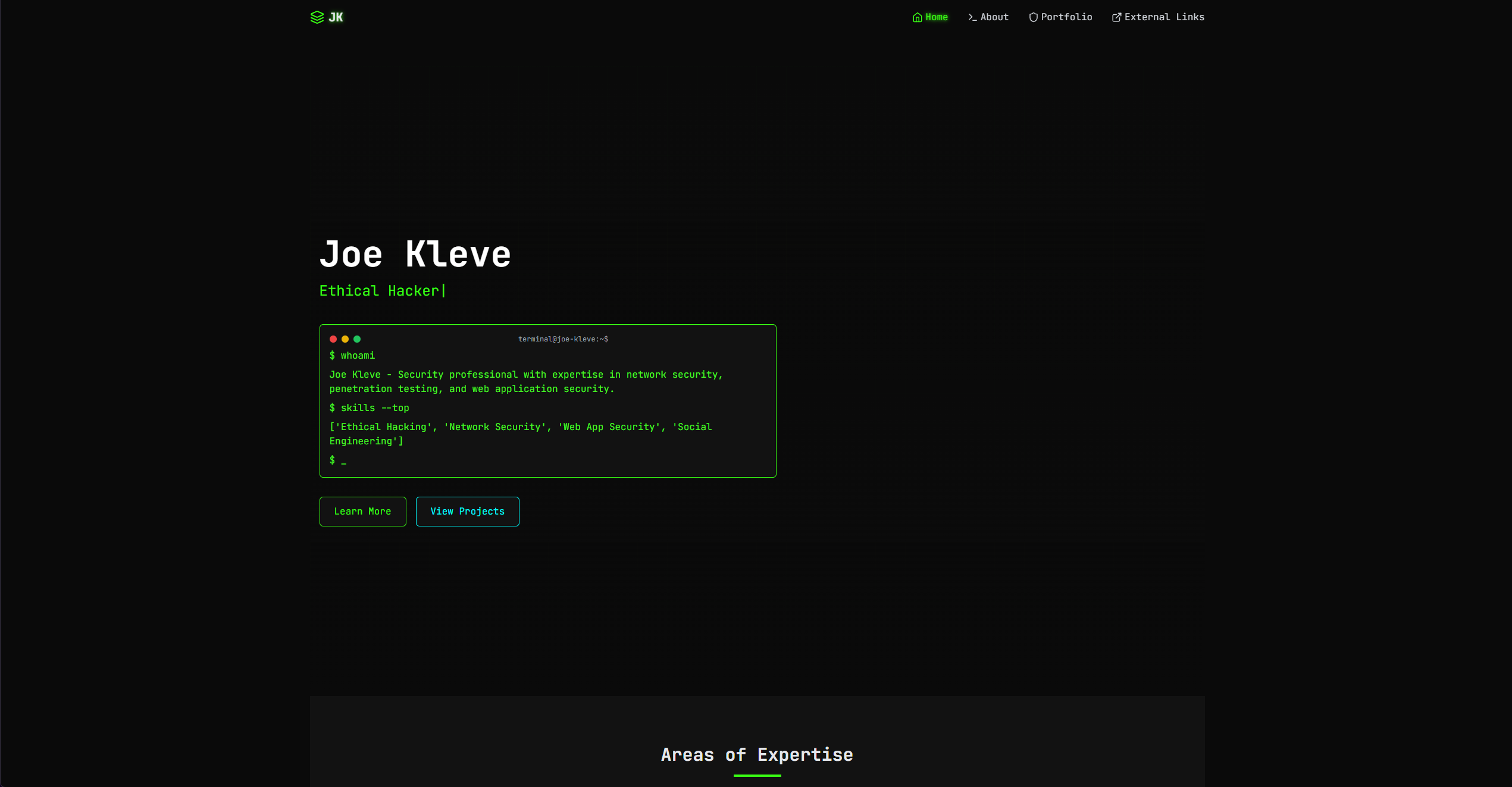 joekleve.com - Professional portfolio design by WebSpin Studio